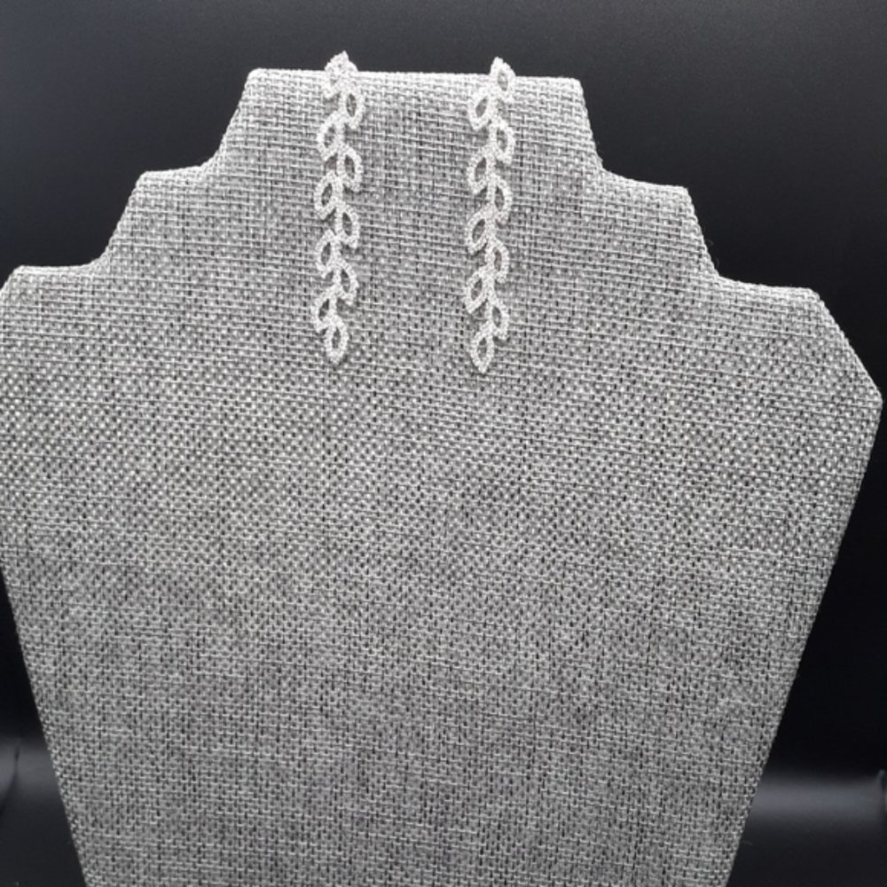 Rhinestone Leaf Diamond Drop Dangle Earrings NWOT